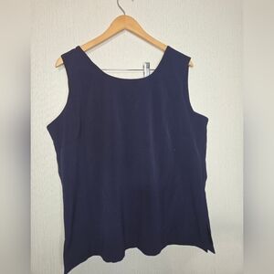 Russel Kemp Woman New York Blouse Top 1X Womens Plus Blue Tank Top Shirt